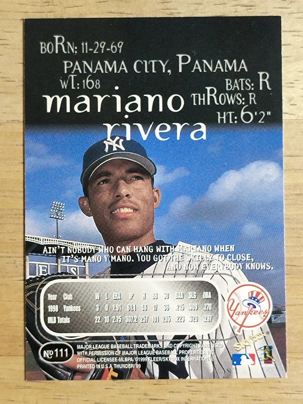 1999 SkyBox Thunder #111 Mariano Rivera