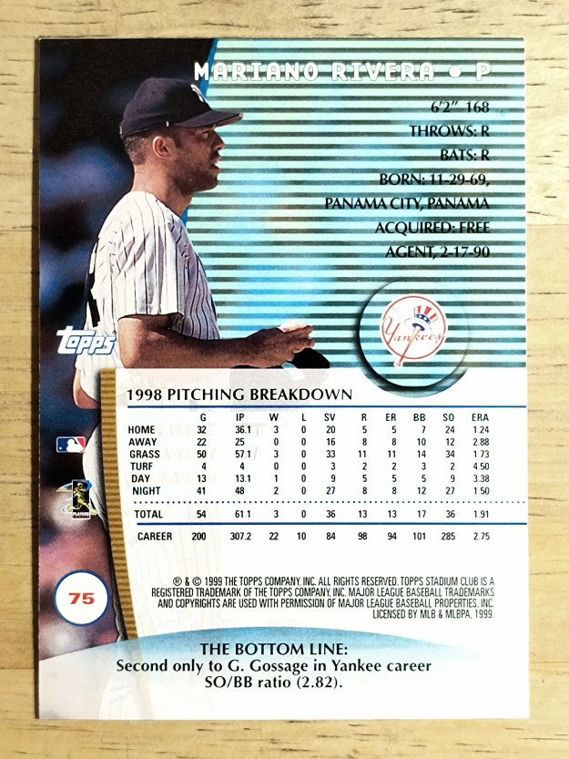 1999 Stadium Club #75 Mariano Rivera