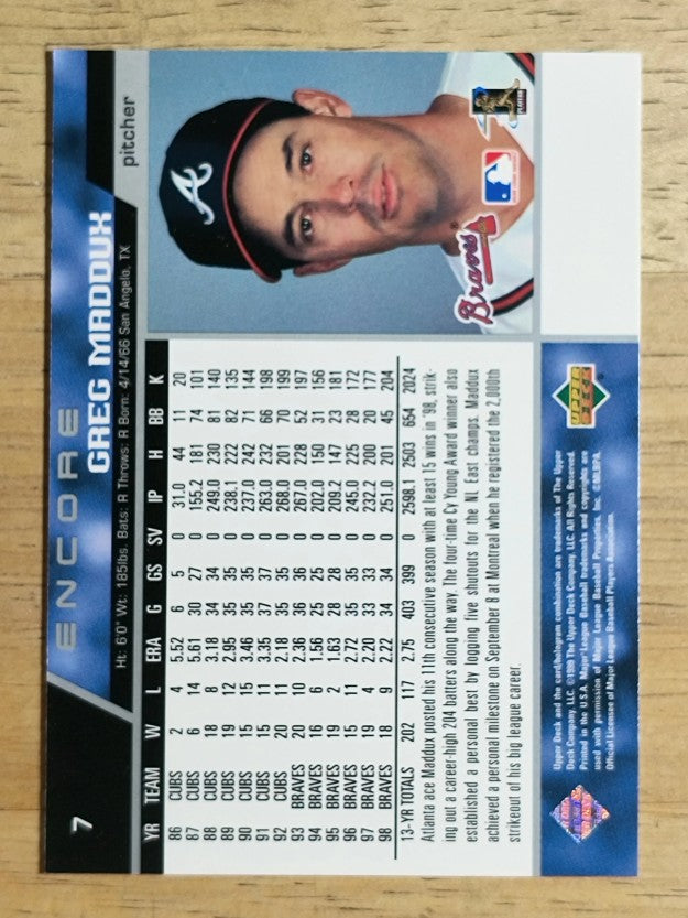 1999 Upper Deck Encore #7 Greg Maddux