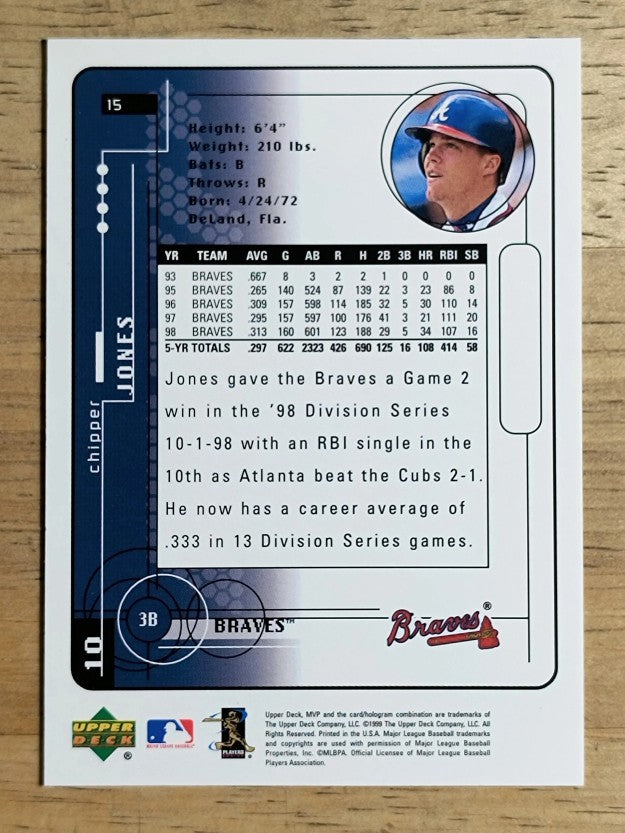 1999 Upper Deck MVP #15 Chipper Jones