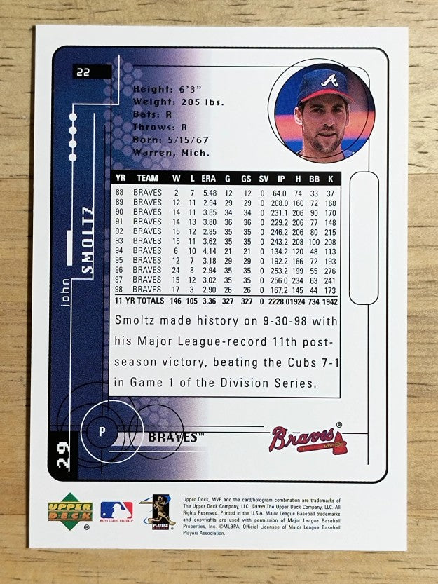 1999 Upper Deck MVP #22 John Smoltz