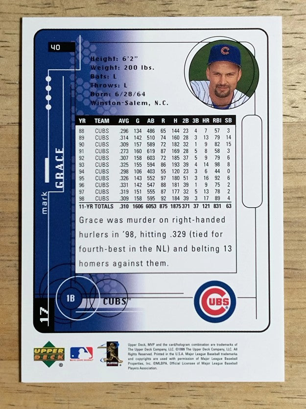 1999 Upper Deck MVP #40 Mark Grace