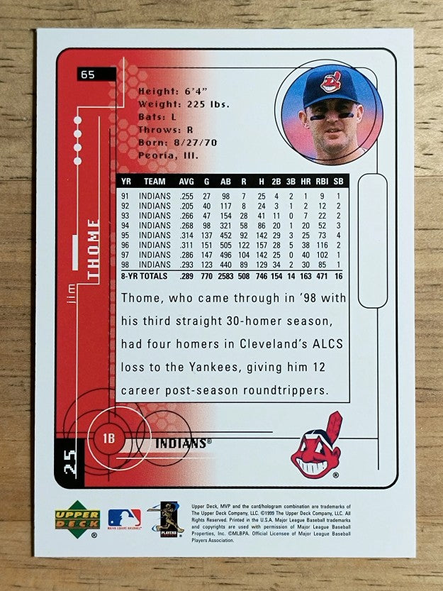 1999 Upper Deck MVP #65 Jim Thome