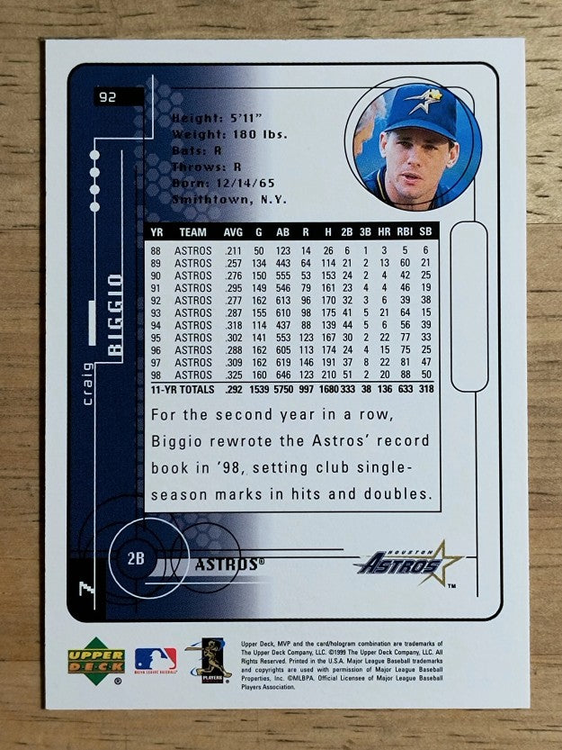 1999 Upper Deck MVP #92 Craig Biggio
