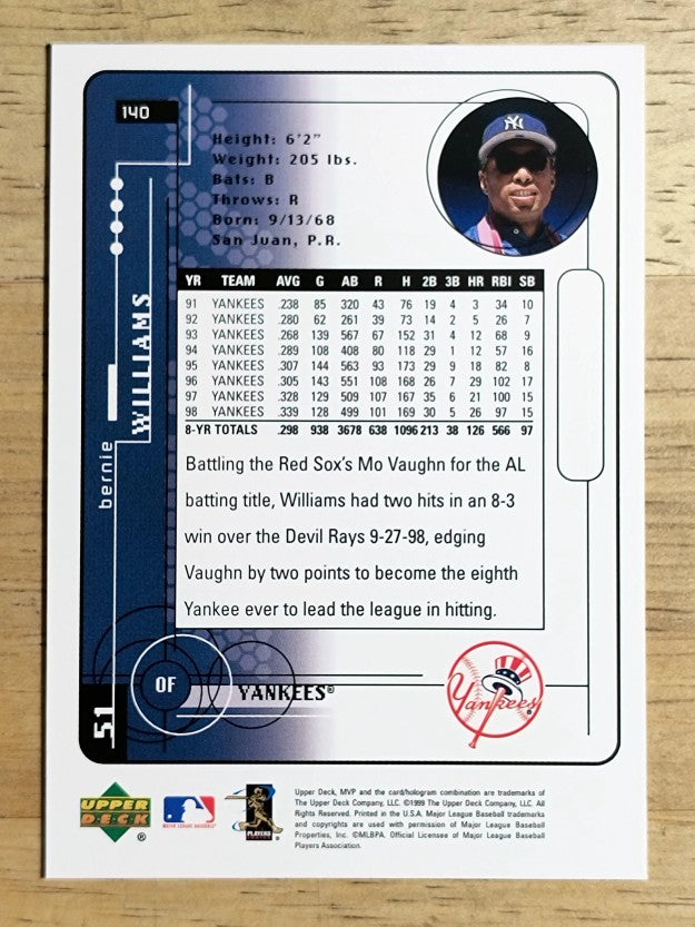 1999 Upper Deck MVP #140 Bernie Williams