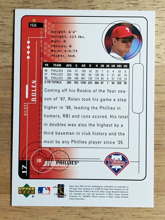 1999 Upper Deck MVP #156 Scott Rolen