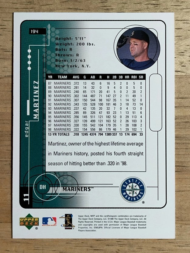 1999 Upper Deck MVP #194 Edgar Martinez