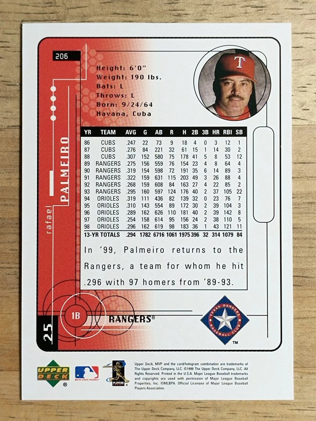 1999 Upper Deck MVP #206 Rafael Palmeiro