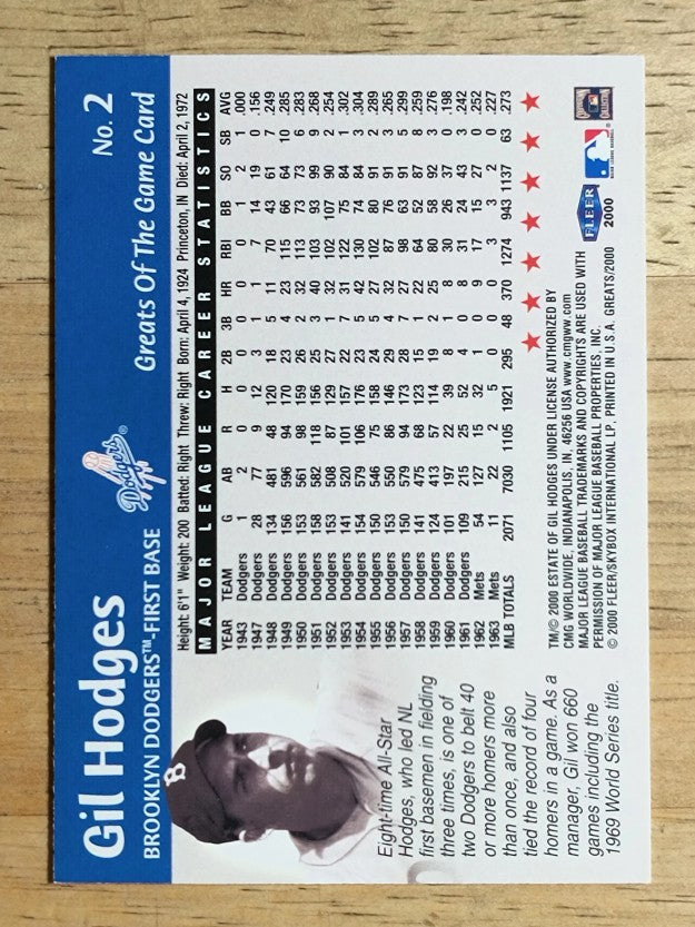 2000 Greats of the Game #2 Gil Hodges