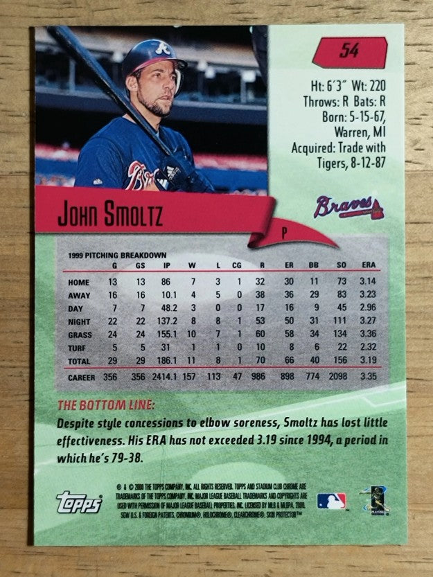 2000 Stadium Club Chrome #54 John Smoltz