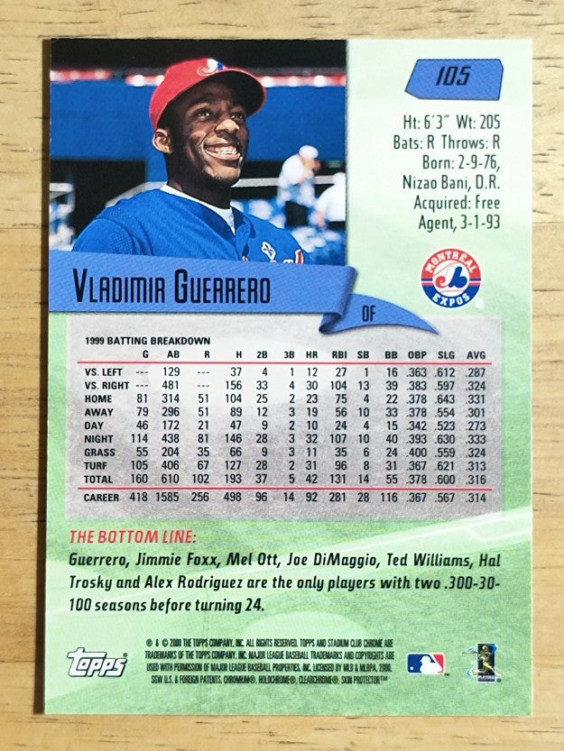 2000 Stadium Club Chrome #105 Vladimir Guerrero