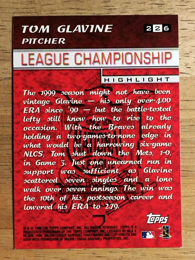 2000 Topps #226 Tom Glavine LCS