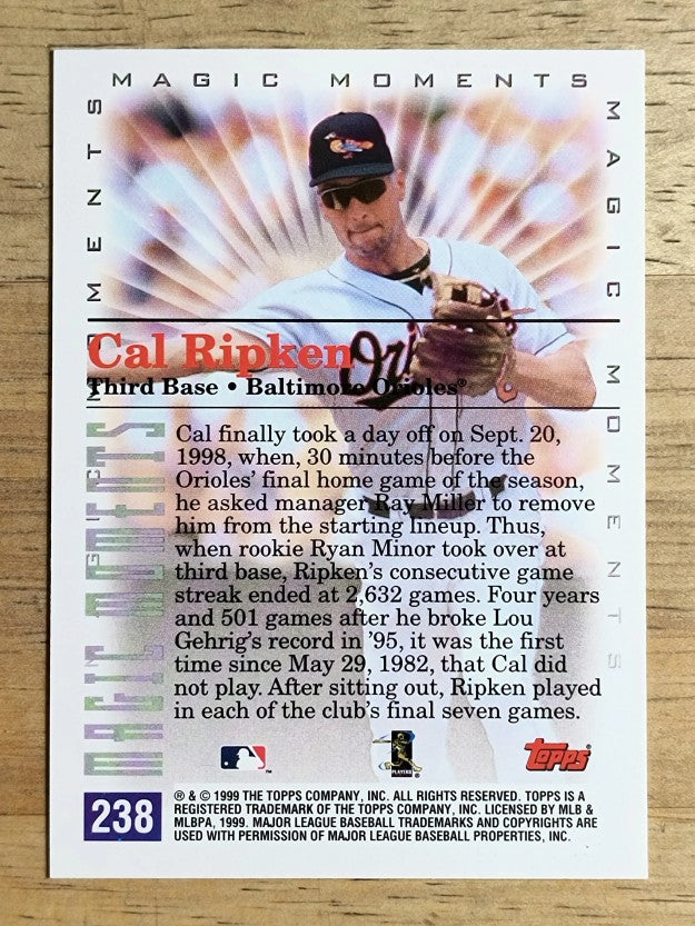 2000 Topps #238D Cal Ripken MM Streak Ends