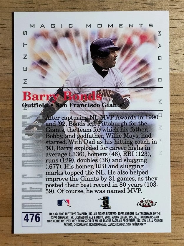 2000 Topps Chrome #476C Barry Bonds MM 1993 MVP