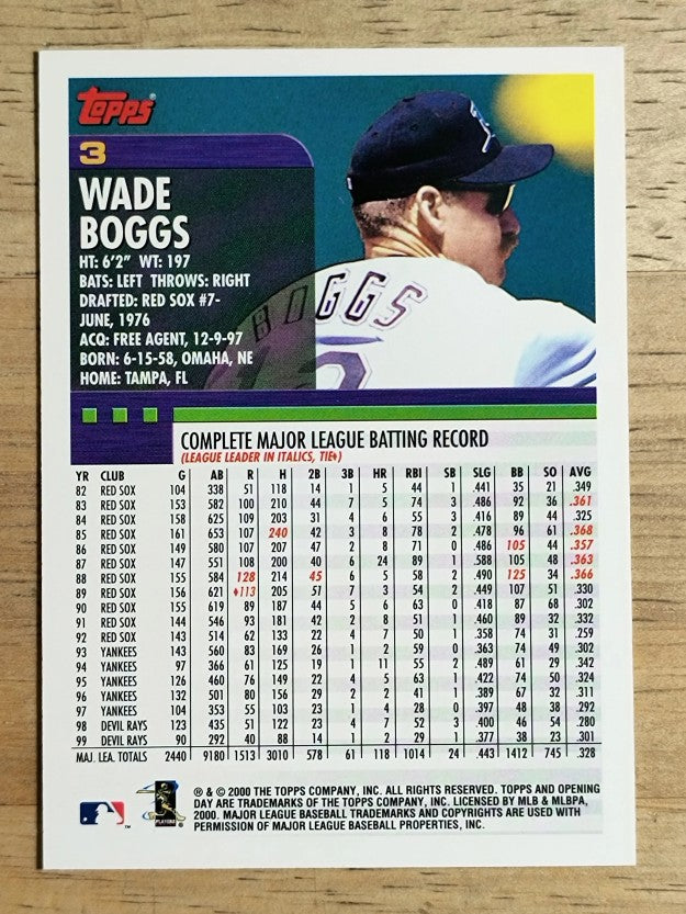 2000 Topps Opening Day #3 Wade Boggs