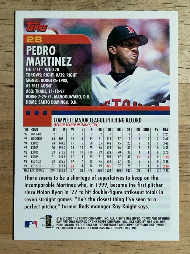 2000 Topps Opening Day #28 Pedro Martinez