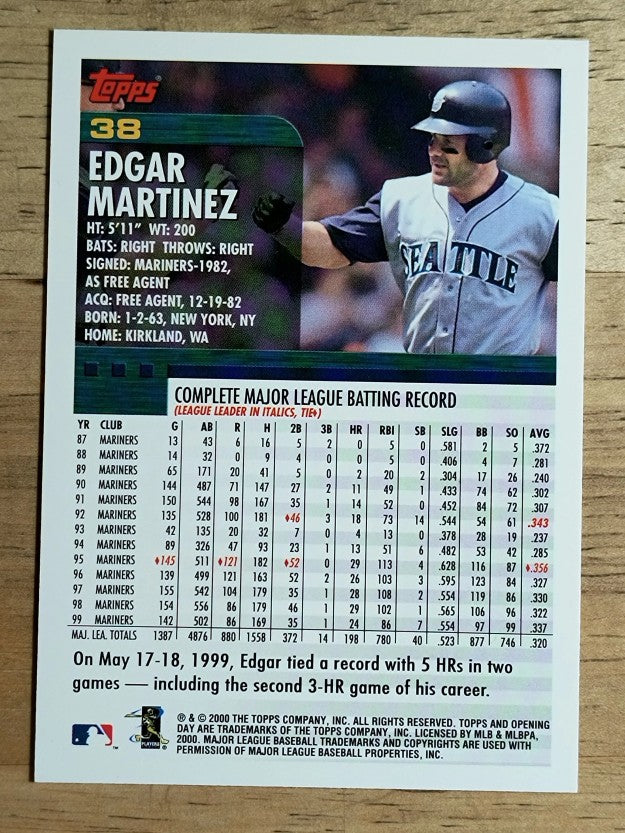 2000 Topps Opening Day #38 Edgar Martinez