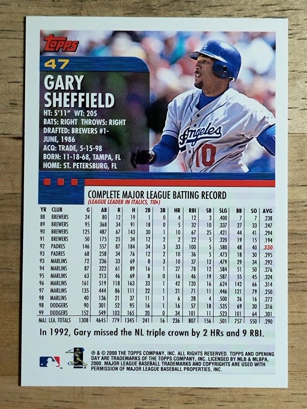 2000 Topps Opening Day #47 Gary Sheffield
