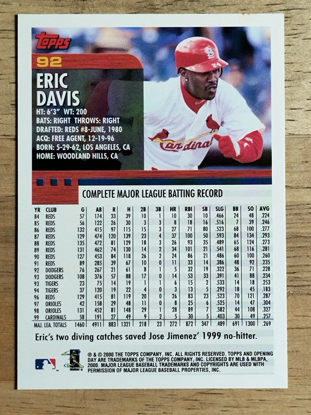 2000 Topps Opening Day #92 Eric Davis
