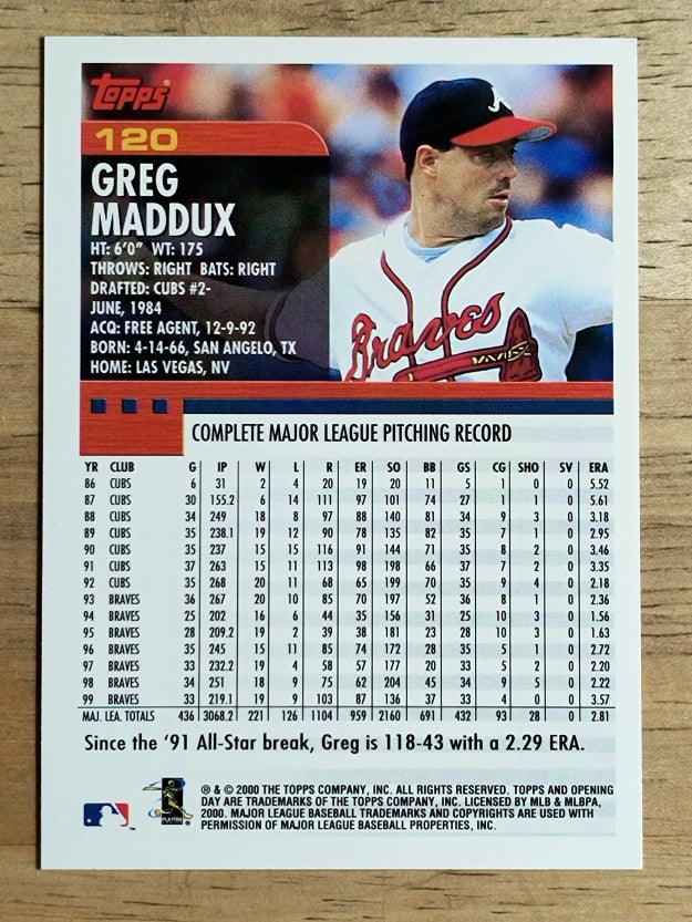 2000 Topps Opening Day #120 Greg Maddux