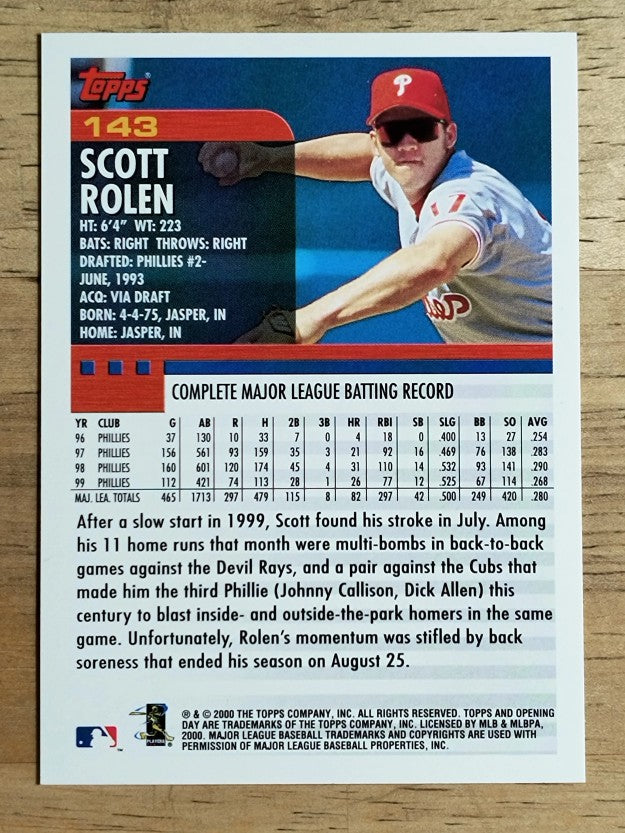 2000 Topps Opening Day #143 Scott Rolen