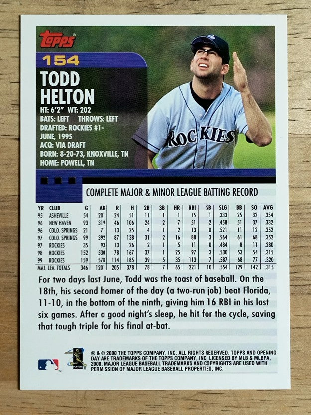 2000 Topps Opening Day #154 Todd Helton