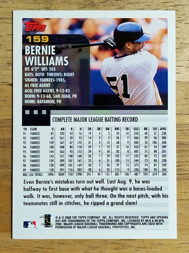 2000 Topps Opening Day #159 Bernie Williams