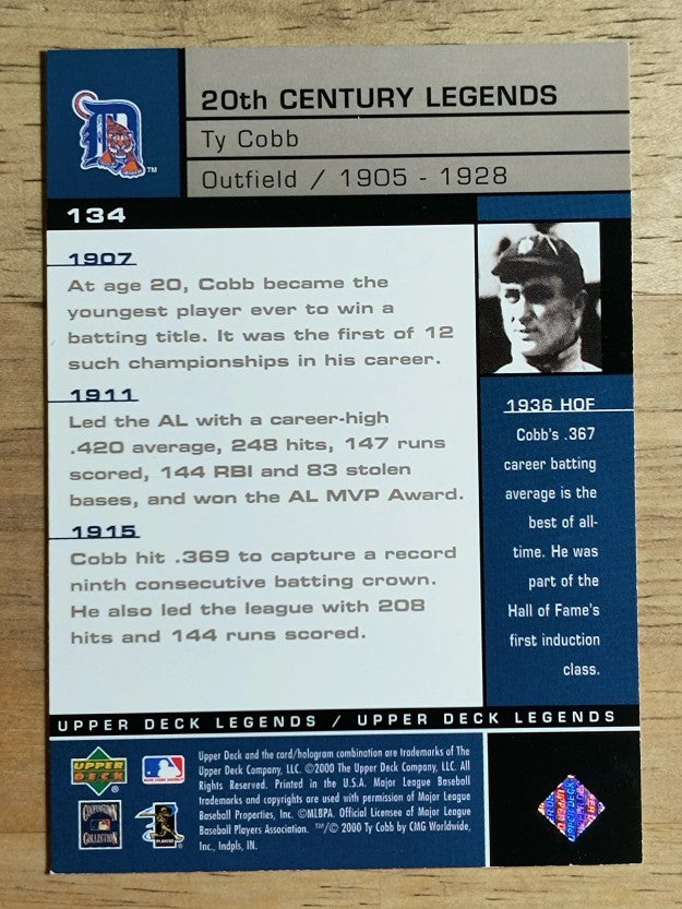 2000 Upper Deck Legends #134 Ty Cobb 20C