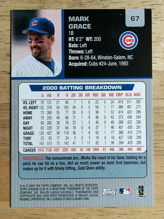 2001 Stadium Club #67 Mark Grace