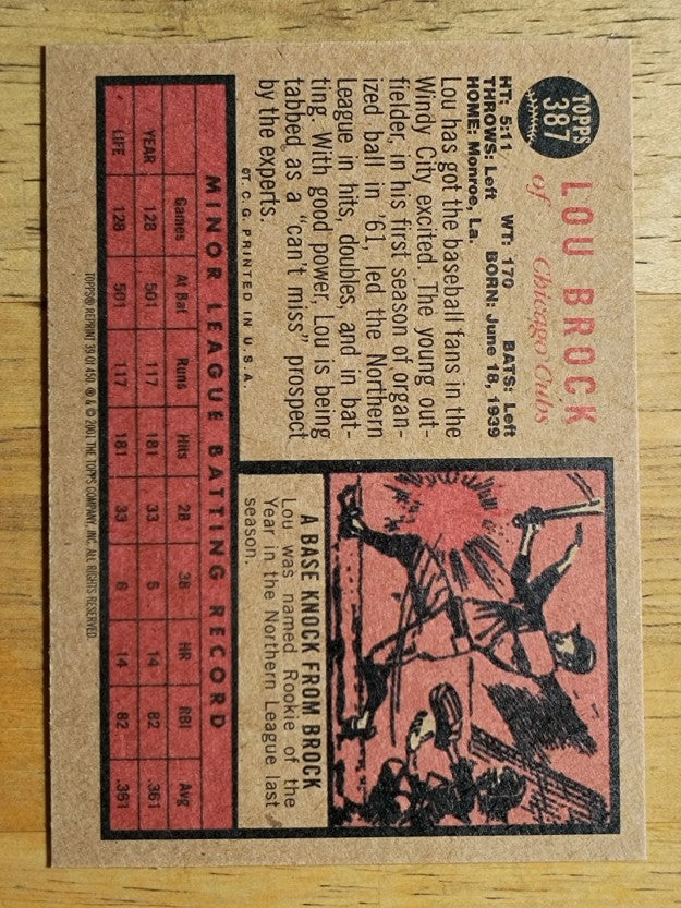 2001 Topps Archives #39 Lou Brock 62