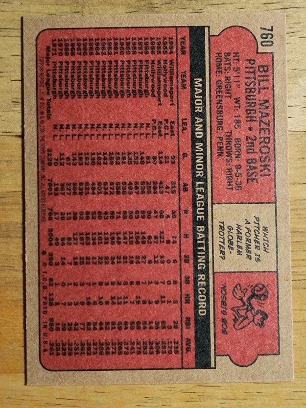 2001 Topps Archives #135 Bill Mazeroski 72