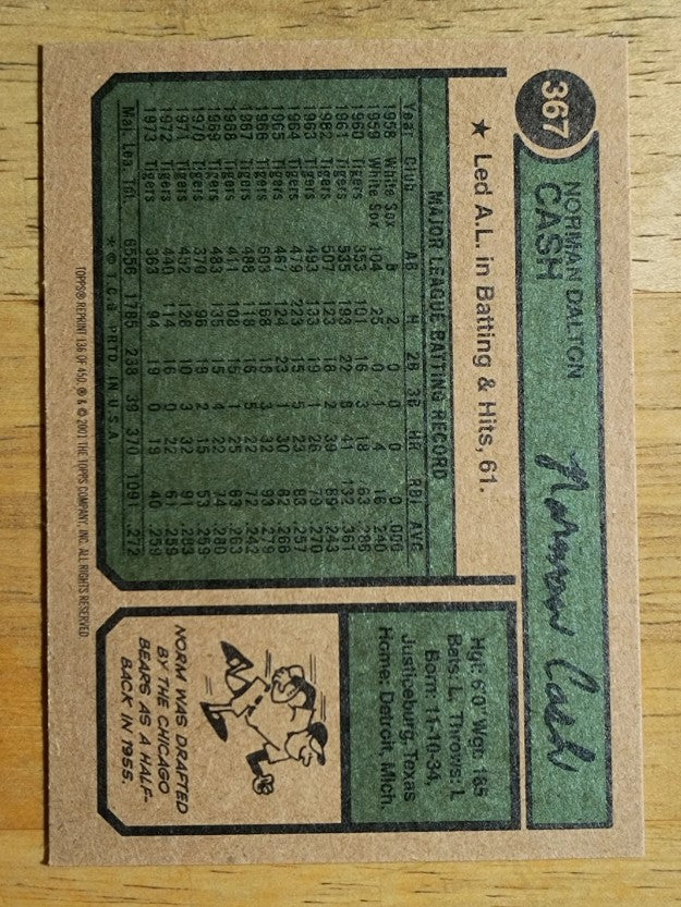 2001 Topps Archives #136 Norm Cash 74