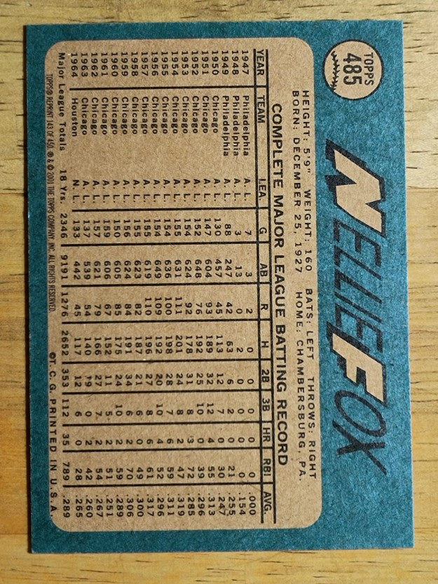 2001 Topps Archives #143 Nellie Fox 65
