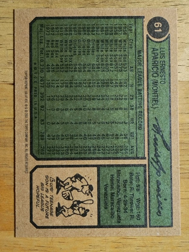 2001 Topps Archives #168 Luis Aparicio 74