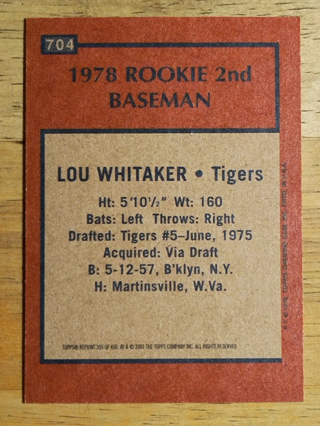 2001 Topps Archives #305 Lou Whitaker 78