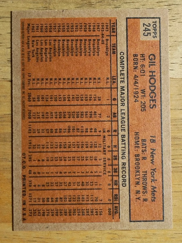 2001 Topps Archives #404 Gil Hodges 63