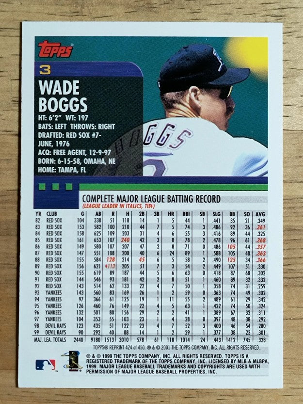 2001 Topps Archives #424 Wade Boggs 00