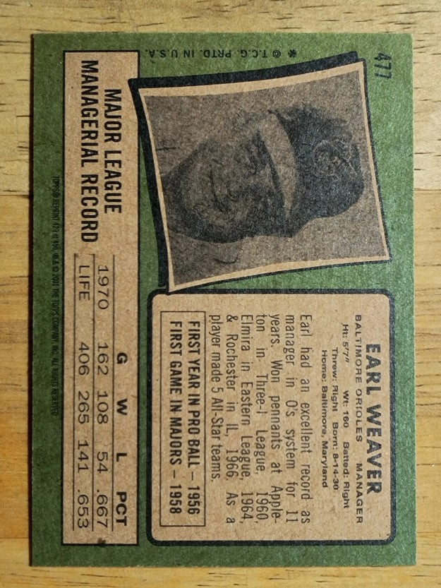 2001 Topps Archives #429 Earl Weaver MG 71