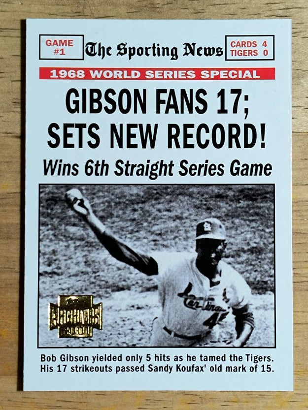 2001 Topps Archives #448 Bob Gibson WS 69
