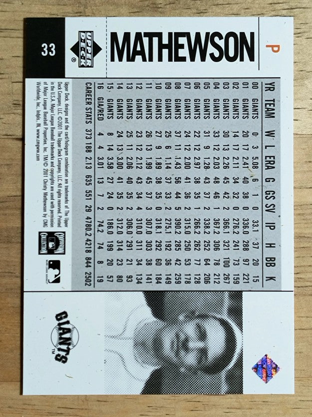 2001 Upper Deck Legends of NY #33 Christy Mathewson