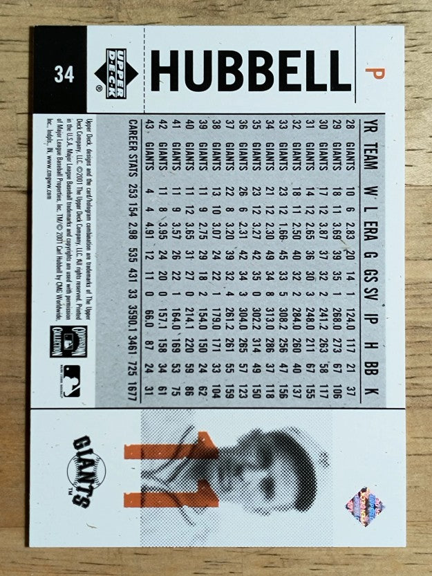 2001 Upper Deck Legends of NY #34 Carl Hubbell