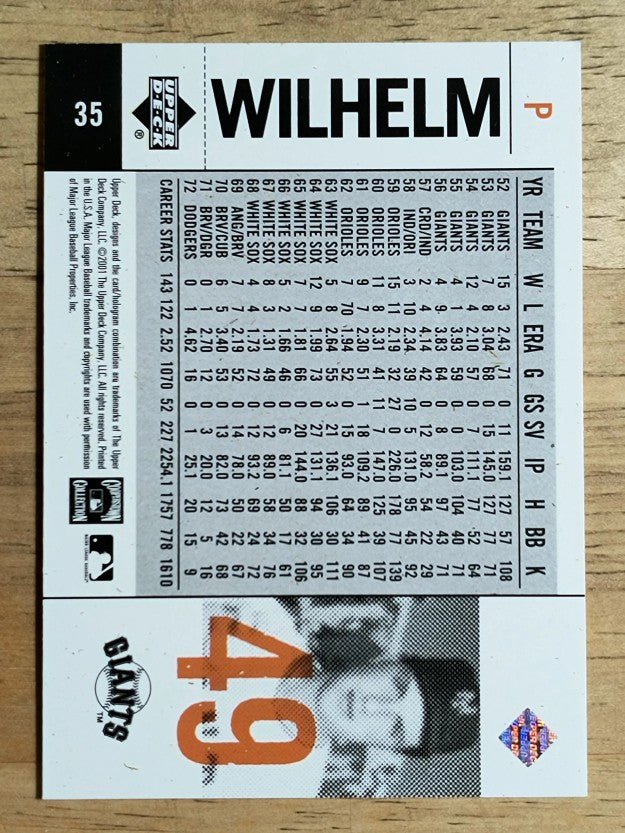 2001 Upper Deck Legends of NY #35 Hoyt Wilhelm