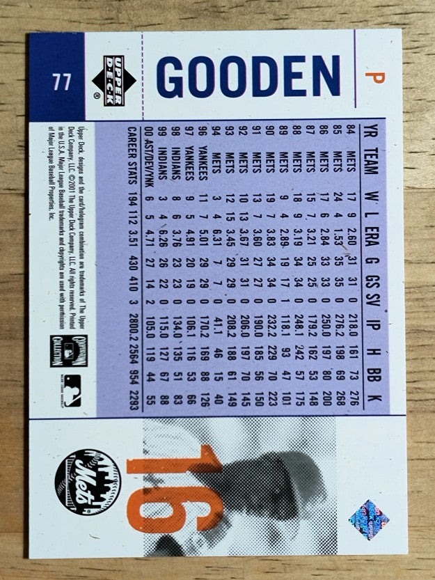 2001 Upper Deck Legends of NY #77 Dwight Gooden