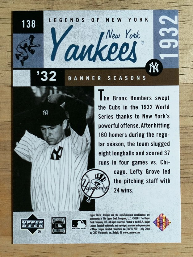 2001 Upper Deck Legends of NY #138 Lefty Gomez BNS