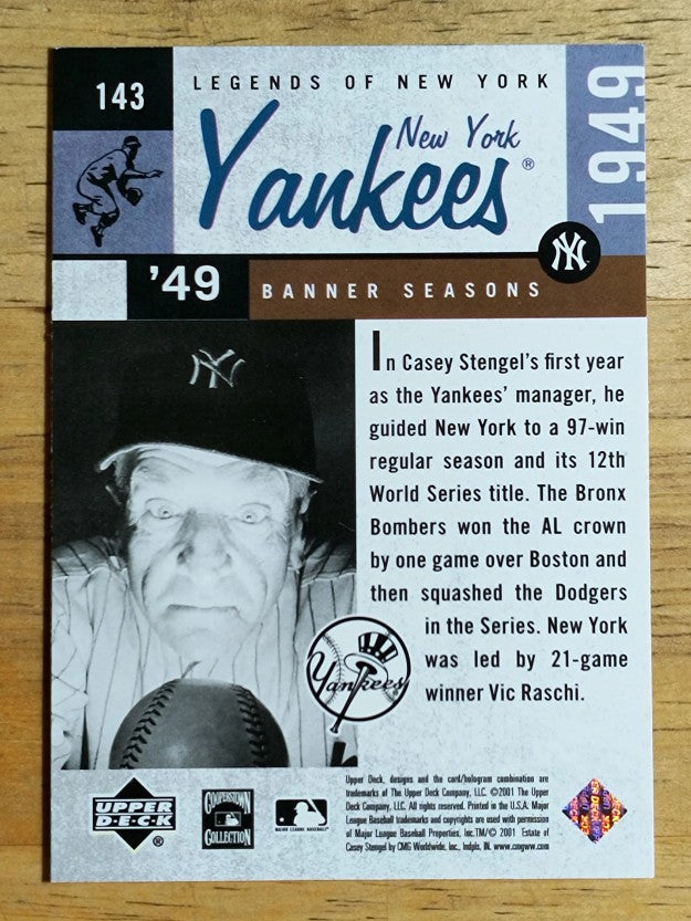 2001 Upper Deck Legends of NY #143 Casey Stengel BNS