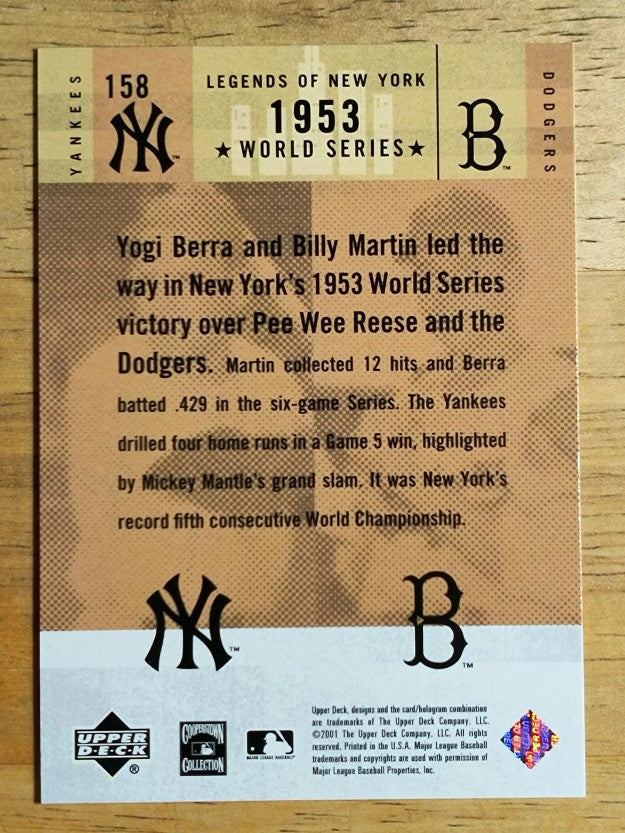 2001 Upper Deck Legends of NY #158 Yogi Berra/Pee Wee Reese