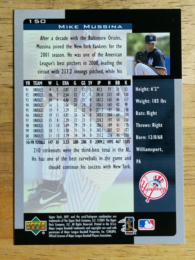 2001 Upper Deck MVP #150 Mike Mussina