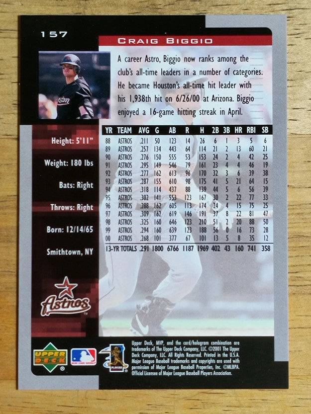 2001 Upper Deck MVP #157 Craig Biggio