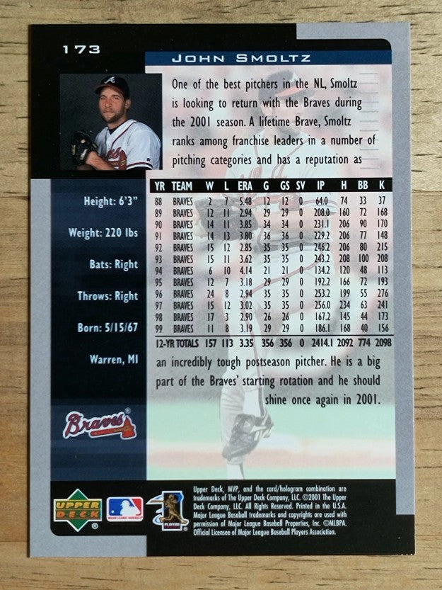 2001 Upper Deck MVP #173 John Smoltz