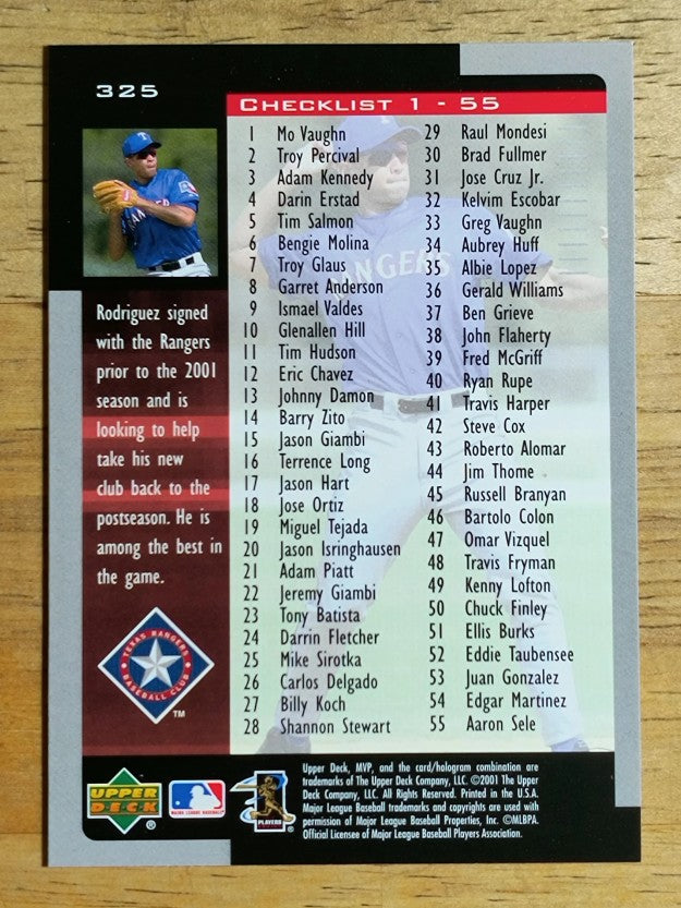 2001 Upper Deck MVP #325 Alex Rodriguez CL